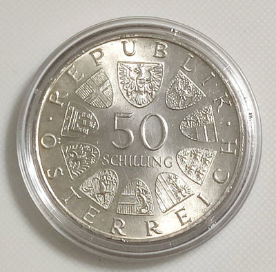 Itävalta 50 Schilling 1973, Theodor Körner, hopeakolikko