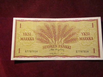 1 markka 1963 peräkkäiset numerot (2 kpl)