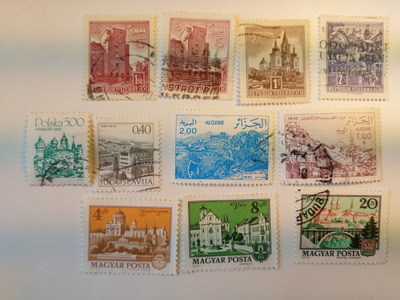 Postimerkki kaupunkeja 10 erilaista
