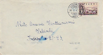 1947, Luumäki - Helsinki kirje