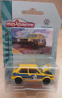 VW Golf mk1 1.6 GTi Hatchback 3D Yellow-Blue Majorette 1:52