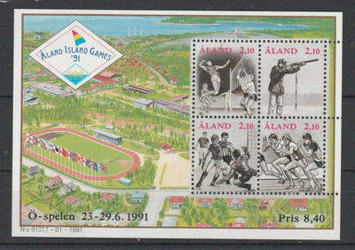 Ahvenanmaa v 1991, ÅLANDS ISLAND GAMES blokki, postituore