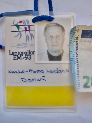 VANHA Kisapassi Lentopallo EM-Kisat 1993 Turku Oulu Lehdistö