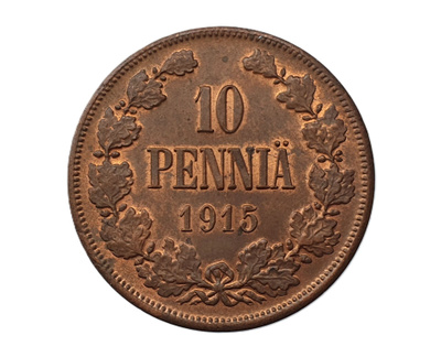 10 penniä 1915 - hienokuntoinen!