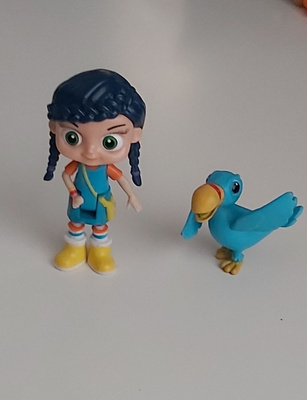 KUISKE (Wissper)-tyttö- ja OSSI (Otis)-papukaija-figuurit