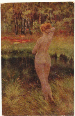 E HENSCHEL - Alaston metsälammella - vanha kortti