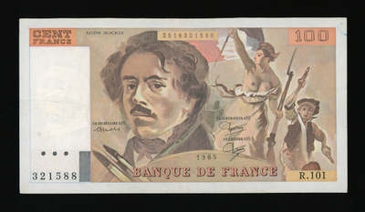 Ranska 100 Francs 1985 Delacroix, P154b