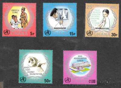 Ghana - 25v WHO 1973 (Mic. 500-504) ** sarja