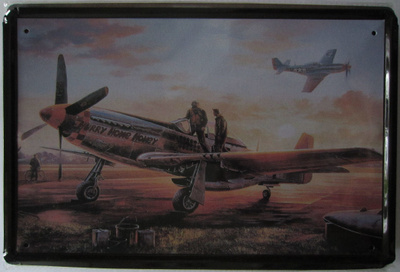 P51 Mustang sotilaslentokoneita -  Metallinen taulu