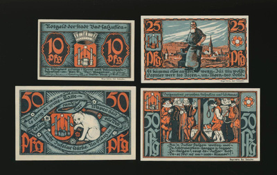 Saksa Notgeld 10, 25, 2 x 50 Pfg, Bad Salzugen