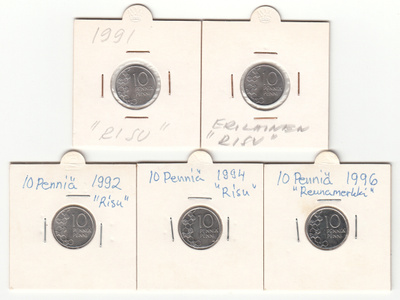 10 p 1991-1996 virheellisiä, 5 kpl erä
