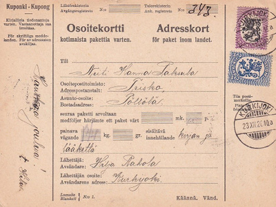 OSOITEKORTTI LEIMA KURKIJOKI LUOVUTETTU ALUE