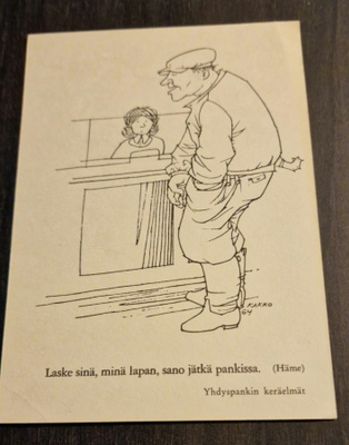 Huumorikortti, Yhdyspankin keräelmät, kulkematon postikortti