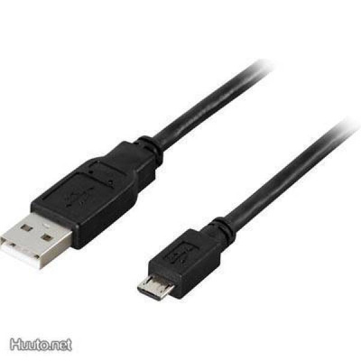 Deltaco USB 2.0 kaapeli A uros - Micro B uros, 2m,musta UUSI