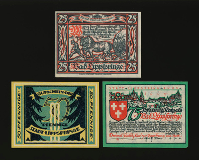 Saksa Notgeld 25, 50, 75 Pfg, Bad Lippspringe 1921