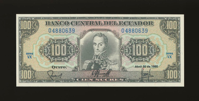 Ecuador 100 Sucres 2.4.1990, P123(3), UNC