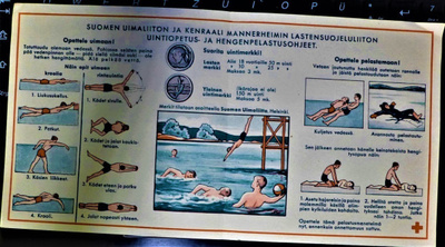 Uimaliitto ohje ja Punainen Risti verenluovutus kortti vanha