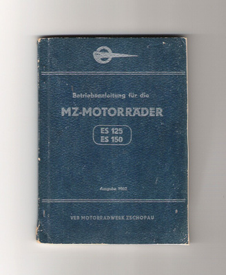 MZ, moottoripyörä, ohjekirjanen 1962.