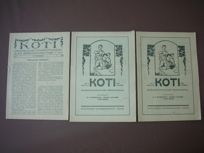 Koti lehtiä 1920-luku ja vanha mainoslehtinen 1896