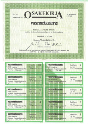 OKK 1988 Suomen Viestintäkehitys Oy, Tampere pörssi osakek