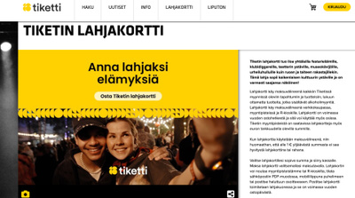Tiketin lahjakortti (Arvo 5 €) Ale -20 %