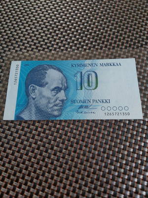 Pakka sileä 10mk seteli 1986