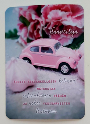 "Kuplawolkkari..kukkia"-KARTO-KULKEMATON MIETELAUSEKORTTI