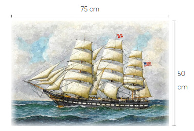 Uusi purjelaiva puutaulu koko noin 50 cm x 75 cm