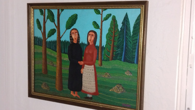 Seppo Prepula Naiset metsässä öljyvärimaalaus v.1977