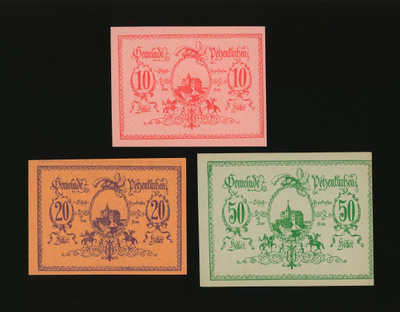 Itävalta Notgeld 10, 20, 50 Heller, Petzenkirchen 1920