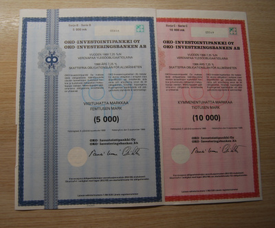 15.000 mk OKO-Investointipankki Oy 1988 , Helsinki