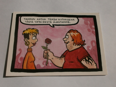 Ruusuja vaimolle, taittokortti (Kaksin-sarjakuva), ei käyt.