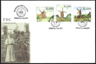 FDC Åland 2001  Tuulimyllyt  LaPe ÅL 192-194