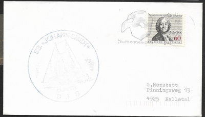 Postilähetys - BRD - Hamburg 1990 + laivaleima Johan Smidt