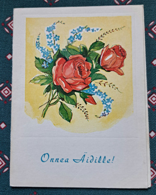 Ruusut äidille, taittokortti, kulkenut