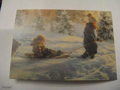 Lapset kelkan kanssa metsässä - nostalgiaa