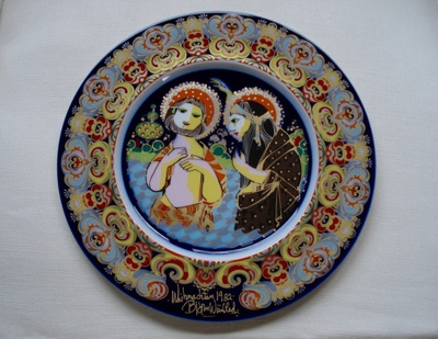 Rosenthal Bjørn Wiinblad JOULU-SEINÄLAUTANEN 1982 Käsinmaal