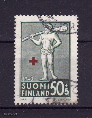 Suomi PR merkki 50+5, 1943, leimattu