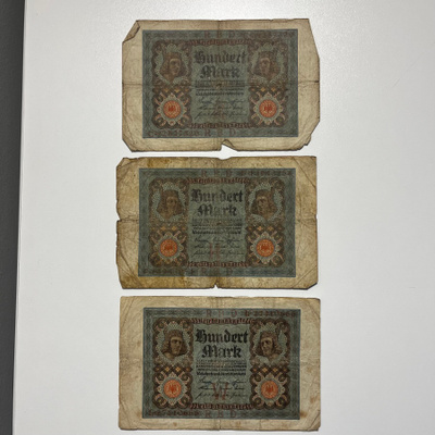Saksa 100 mark 1920 (3kpl)