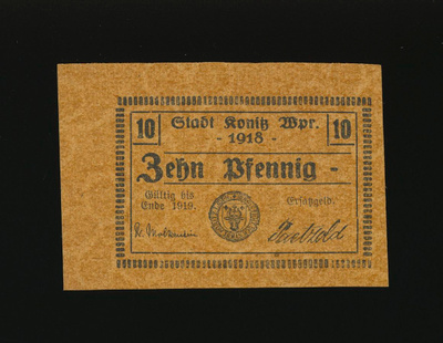Saksa Notgeld 10 Pfennig, Könitz 1918