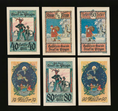 Itävalta 40 Heller, 1/2 Krone, 60, 75, 80, 90 Heller, Bruck