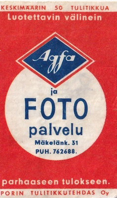 Agfa FOTO palvelu, Mäkelänk. 31         5/8