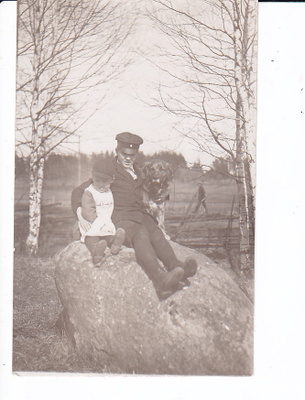 VANHA Valokuva Lapset+Koira 1930-l Postikorttikoko