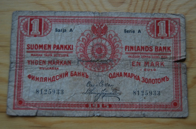 Suomalainen yhden markan kullassa 1915