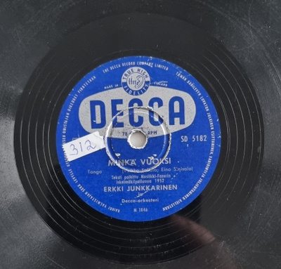 Savikiekko 1952 - Erkki Junkkarinen - Decca SD 5182