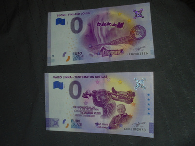 2 x nolla seteli Tuntemati sotilas ja Joulu