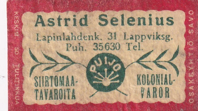 Astrid Selenius, Lapinlahdenk. 31 , Puijo    s16