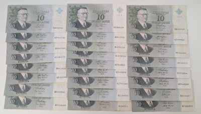 10 Markkaa 1963 Litt. A, 2 kirjain, 25kpl