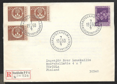 Ruotsi - Världsflyktingåret FDC 1960 (Fac. 511-512)