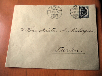 1906 Kesälahti ja Kitee venäläisleimat samalla kuorella